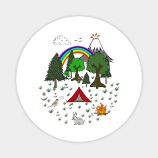 Cartoon Camping Scene Magnet